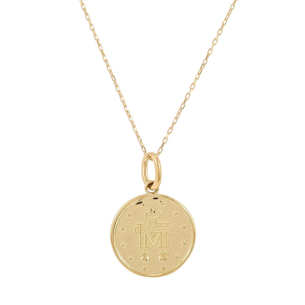 18K Yellow Gold Medal M Necklace DPD54067 with Exclusive Box [D Collection]