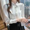 Camisa blanca de gasa para primavera y otoño, camisa de manga larga con diseño de nicho para oficina, camisas formales de temperamento elegante
