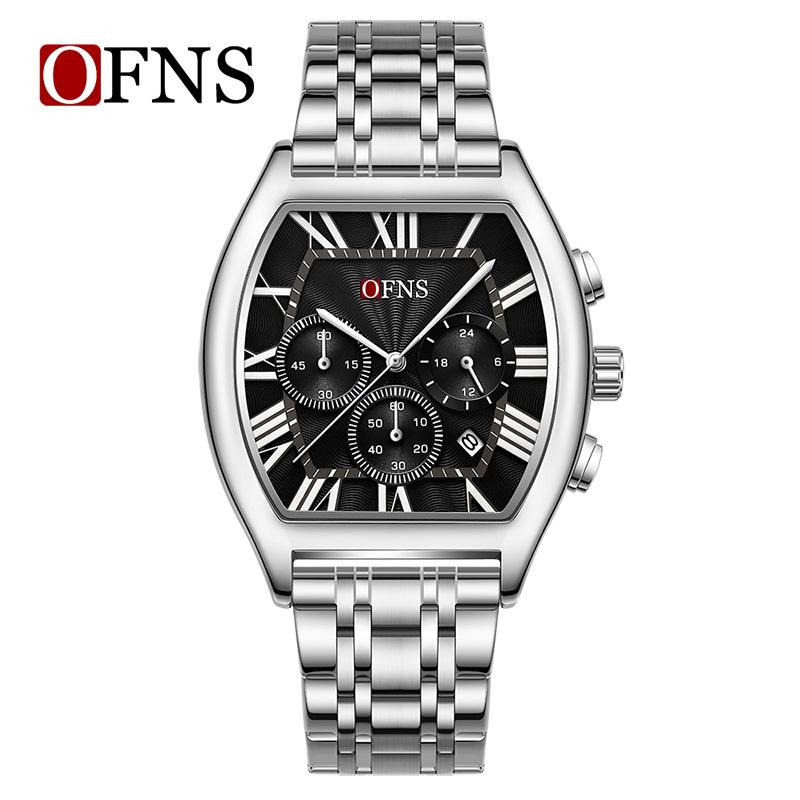 Men's Business Leisure Watch Date Chronograph Steel Quartz Wristwatches Strip Zinc Alloy Case Tempered Glass Mirror