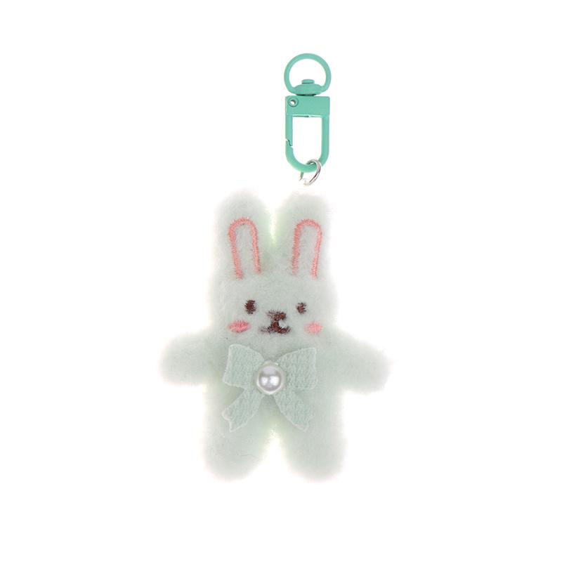Bowknot Rabbit Plush Pendant Cartoon Bunny Keychain Soft Stuffed Doll Car Key Ring Backpack Bag Decor