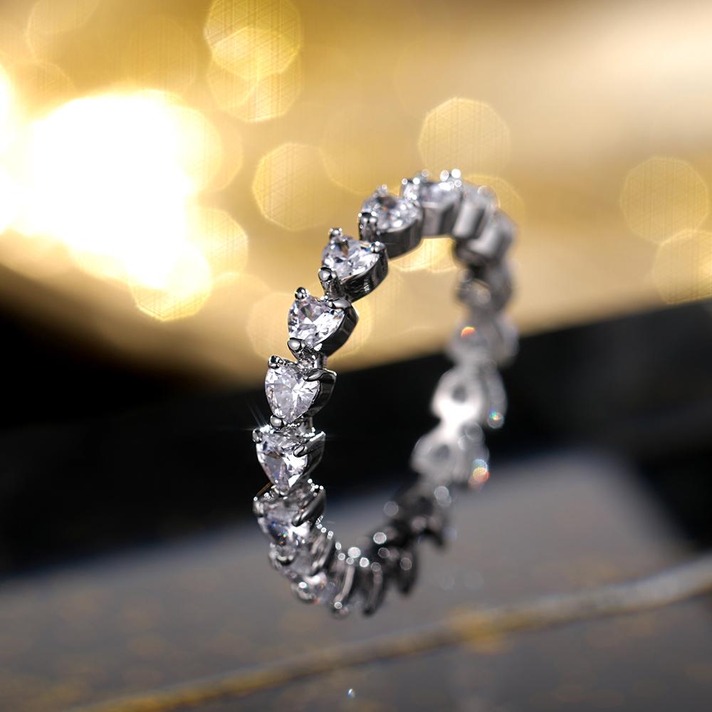 New Romantic Heart Promise Rings Women Wedding Bands Jewelry Dazzling Crystal Zirconia Dance Party Female Statement Love Ring