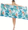 1 Stück Handtuch Tropischer Stil Flamingo Blatt Muster für Geschenke Schnelltrocknendes Strandhandtuch Für Yoga Tourismus Strand GYM Camping Schwimmen
