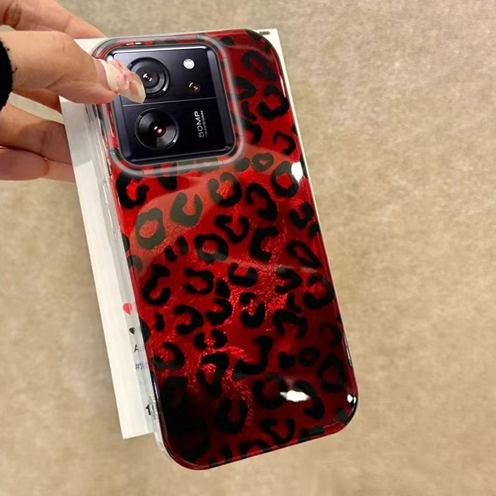 Retro Red Leopard Vortex Texture Phone Case for Xiaomi 13T 14T 11 Lite Poco X5 M6 Pro X6 X3 Pro NFC C75 C71 C65 C61 M5S Cover