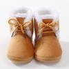 Baby Girl Booties with Bow Plush Non-Slip Sole First Walkers Warm Color-Block Shoes for Infant 0-12 Months