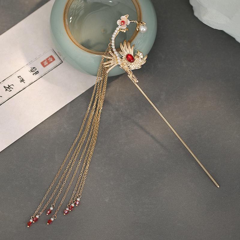 Chinese Style Tassel Hair Clip For Women Hair Stick Pins Metal Bird Handmade Hairpins Charm Jewelry Accessories Hair Ornaments