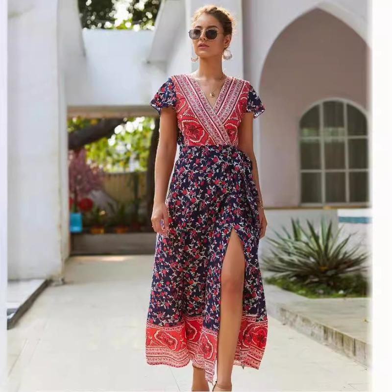 Boho potisk sexy plážové ležérní dovolenkové párty šaty potisk šaty