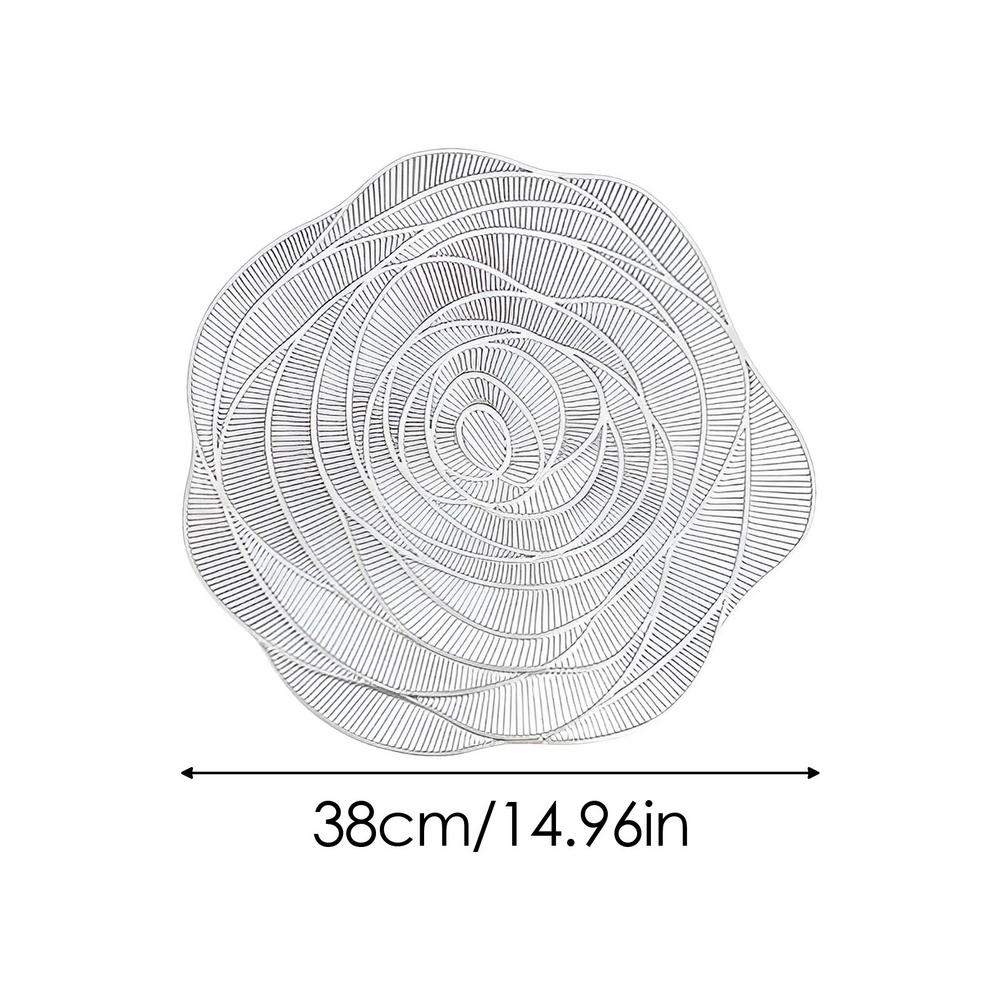 Flower Rose Round Placemats Restaurant Hollow PVC Decoration Meal Mat Anti-hot Dining Table Steak Plate Gold