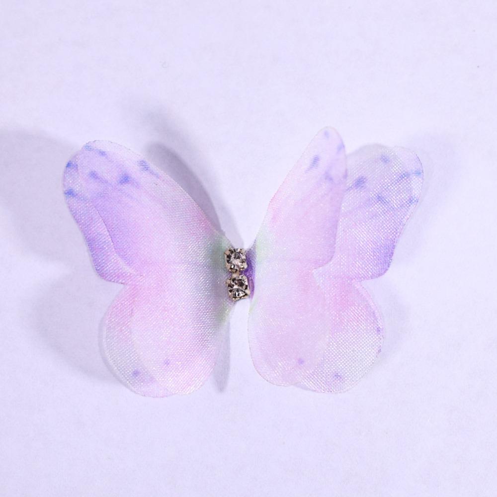 

50 шт. градиентных цветных шифоновых вышитых бабочек, свадебных аксессуаров для волос 01