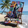 Custom Name Personalized Michael Jackson Print Beach Towel, for Trip Camping Beach Party Home Decor, Birthday Gift for Family & Friends