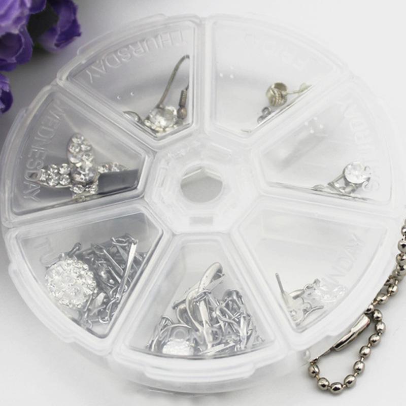 Travel Pillbox 7 Cell Mini Medicine Drug case Portable PP Round Shape Seven Grids Rotate Vitamin Pill Storage Case