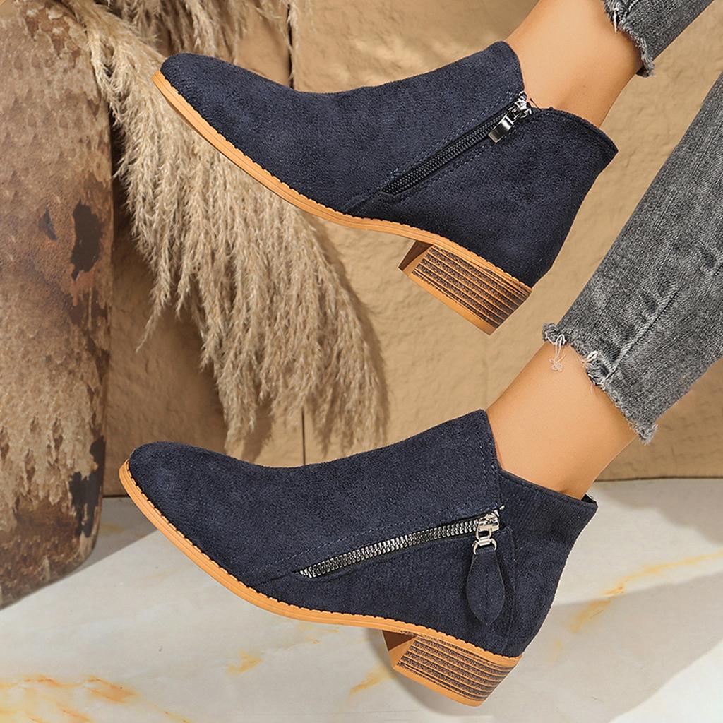 Dámské kozačky Podzim/zima Kotníkové kozačky na straně Dámské Nízký podpatek Nízká holeň Studentský vysokoškolský styl Dámské boty Pohodlné outdoorové boty