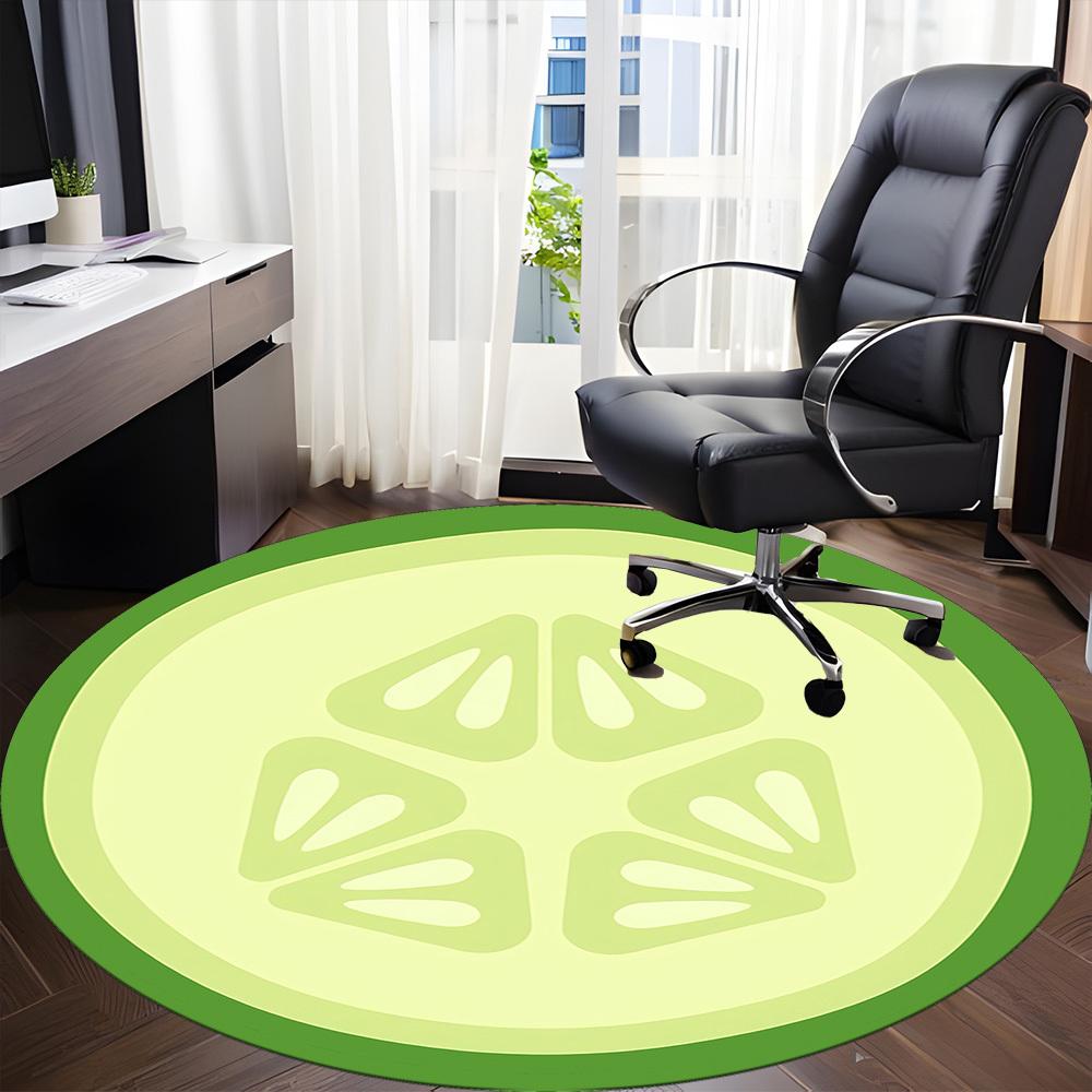 1PC Cucumber Slice Office Round Area Rug, Mat Suitable For Office, Under Office Chairs Bedroom Living Room Home Decor, Room Deco