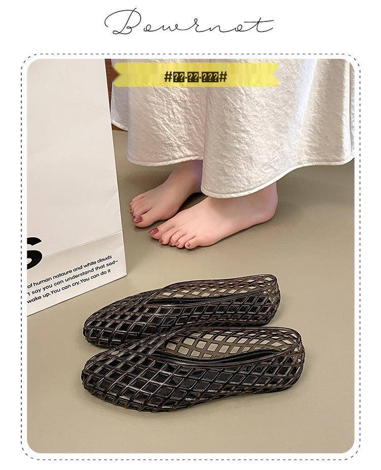 Umweltfreundliche Damen-Mesh-Slipper: Strand-Jelly-Flats mit Hohlgitter-Design