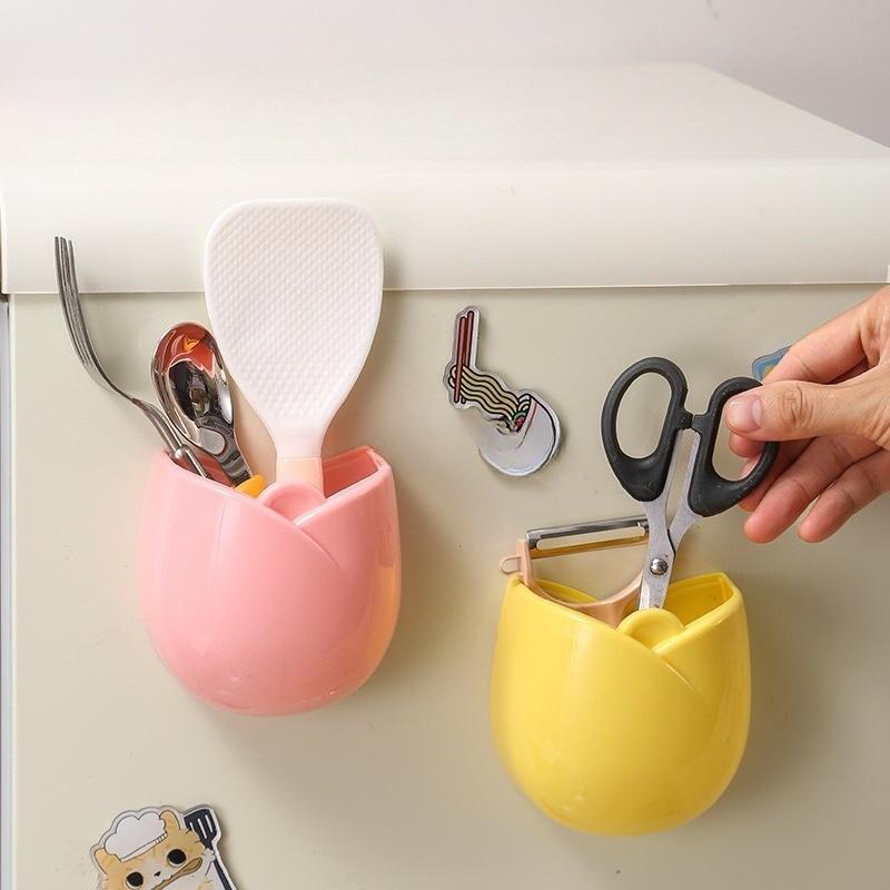 Tulip Magnetic Refrigerator Side Storage Box, Wall-mounted Entrance Door Rear Foyer Multi-functional Storage Wonder Hanging Rack