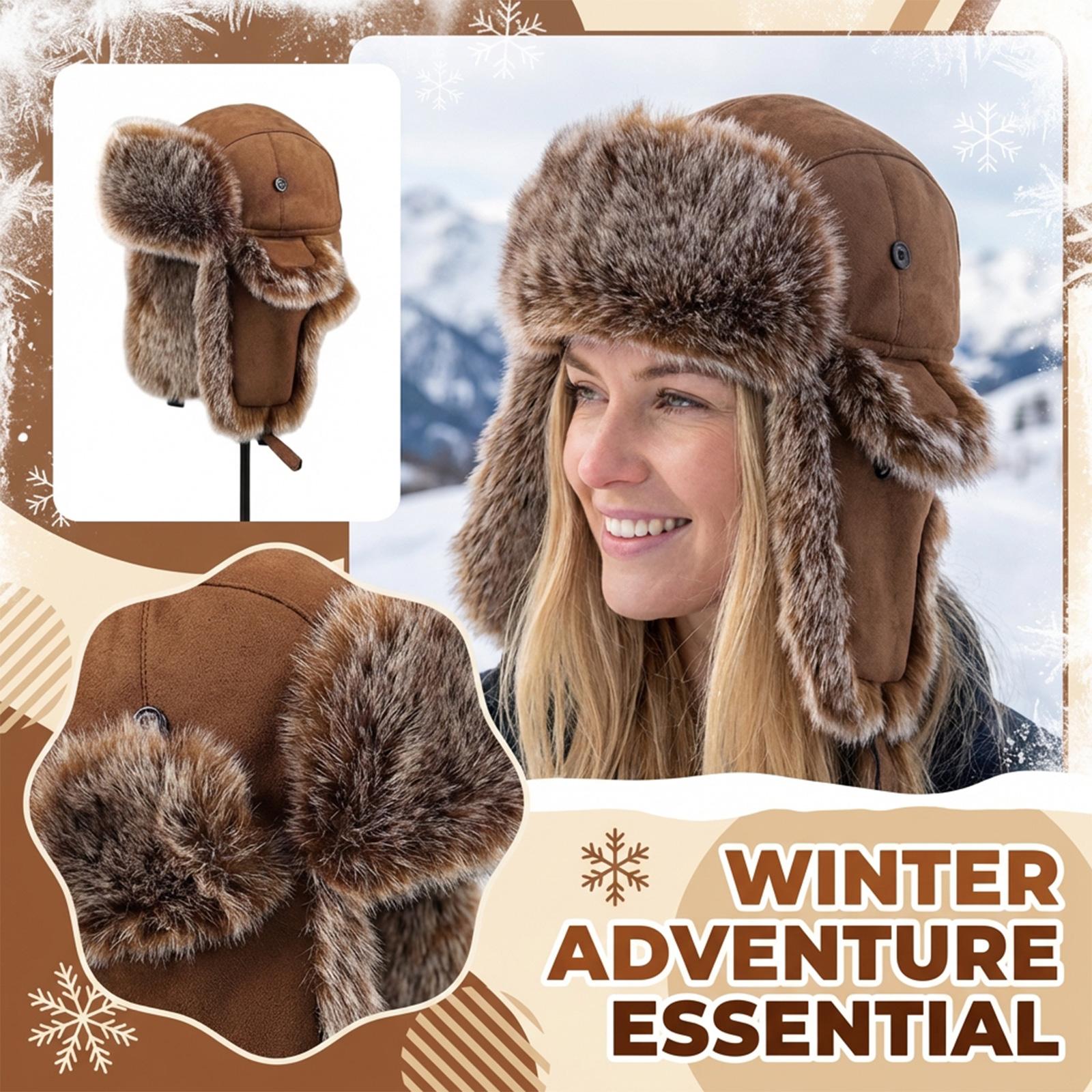 

Brown Hat, Winter Ski Hat, Windproof One Size