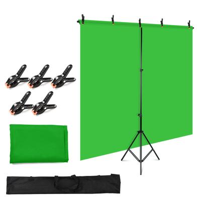 5x7ft effen kleur achtergrondfotografieset met 5x7ft T-vormige achtergrond verstelbare standaard 5 lentes