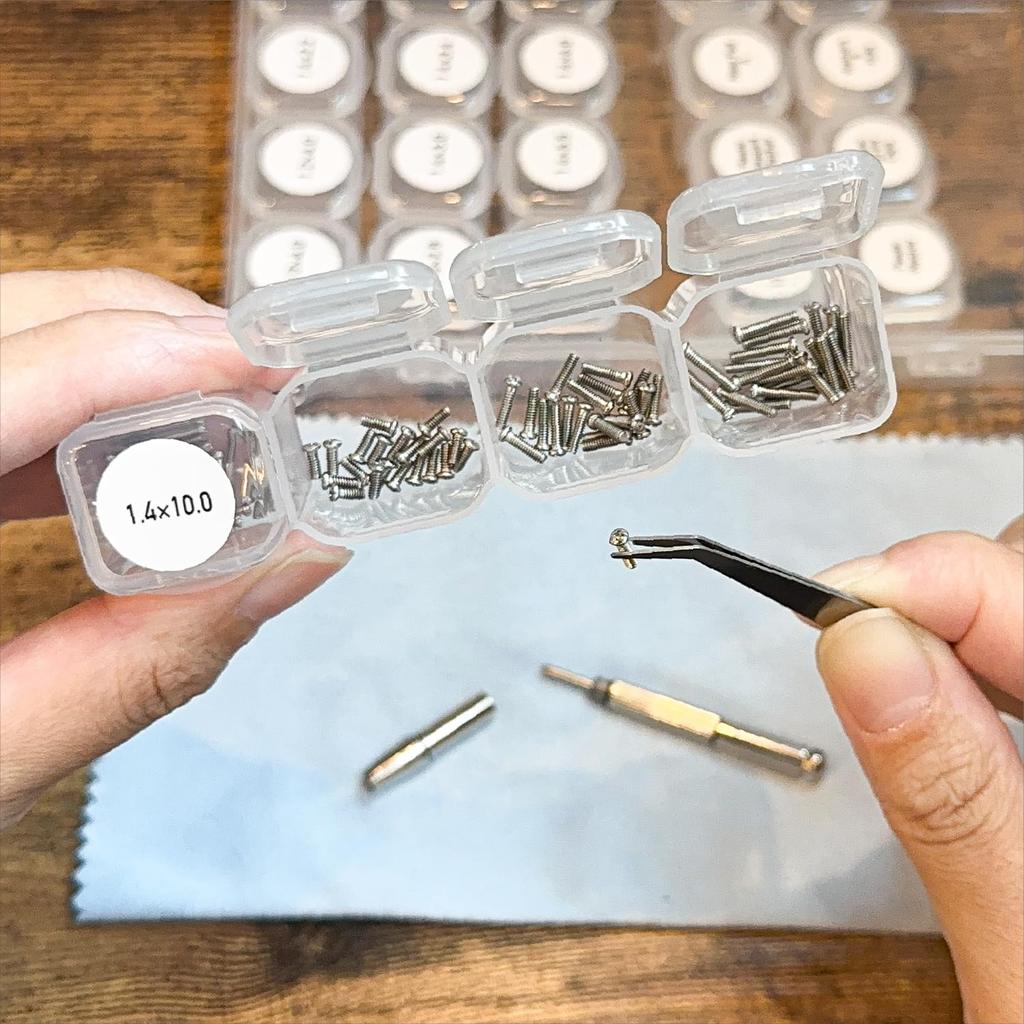 Nesect Eyeglass Machine Screw Includes a Dedicated Nose Precision and Cloth for Eyeglass Repair in Kit, Case, Nuts, Pads, Screwdriver, Tweezers, [Made