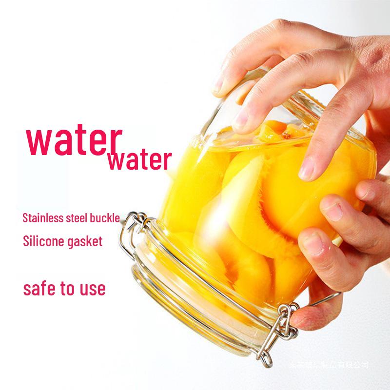 Glass Storage and Pickling Jar with Buckle Seal for Wine, Tea, Honey, and Jam