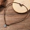 Lightweight Adjustable Braided Leather Necklace Crucifix Pendant Vintage Accessory For Everyday Fashion Jewlery
