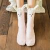 Mid Calf Socks 1 Pair Adults Cartoon Cat Rabbit Alpaca Giraffe Chick Fuzzy Fluffy Thickened Coral Fleece Stretchy Keep Warm Autumn Winter Floor
