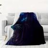 Cosmic Cat Flannel Blanket - Vibrant Purple & Blue Cosmic Design, Soft & Cozy All-Season Throw for Bed, Sofa, or Home Decor