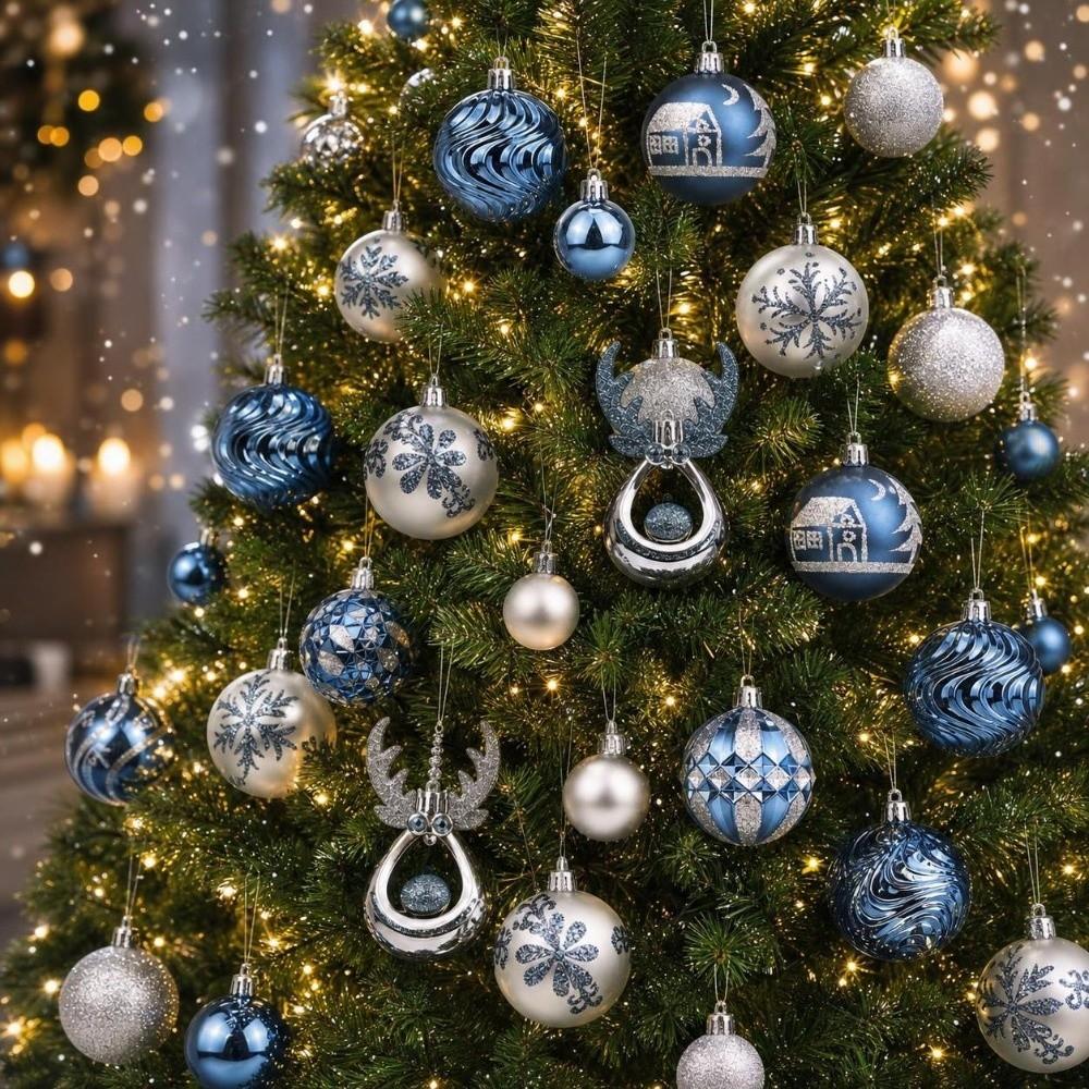 22Pcs/Set Creative Christmas Ball Shiny Xmas Baubles Durable Xmas Ornament Ball  Storefront