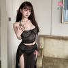 Sexy Underwear Tube Top Hot Perspective Free Temptation Sexy Split Skirt Neck Clothing