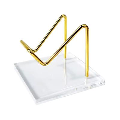 Metal Mineral Display Stand With Acrylic Base For  Jewelry Stand Stone Shelf