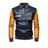 Spring and Autumn Embroidered Motorcycle Leather Jacket for Men, Autumn and Winter Green Zipper Baseball Collar, Men's Leather Jacket Tough Guy Clip