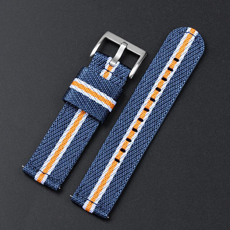 Nylon Canvas Watch Band 20mm 22mm Ribbed Strap for Seiko for Citizen Military Sports Woven Fabric Replacement Wristband Bracelet