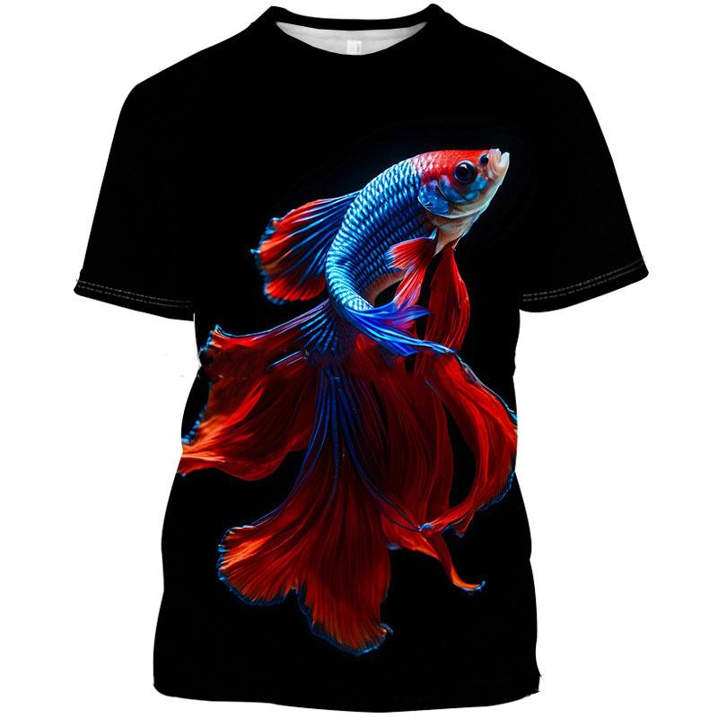 Golden Fish Koi 3D Print T-Shirts Men Fashion Hip Hop Short Sleeve T Shirt Oversized Tees Harajuku Y2k Tops Women Clothing