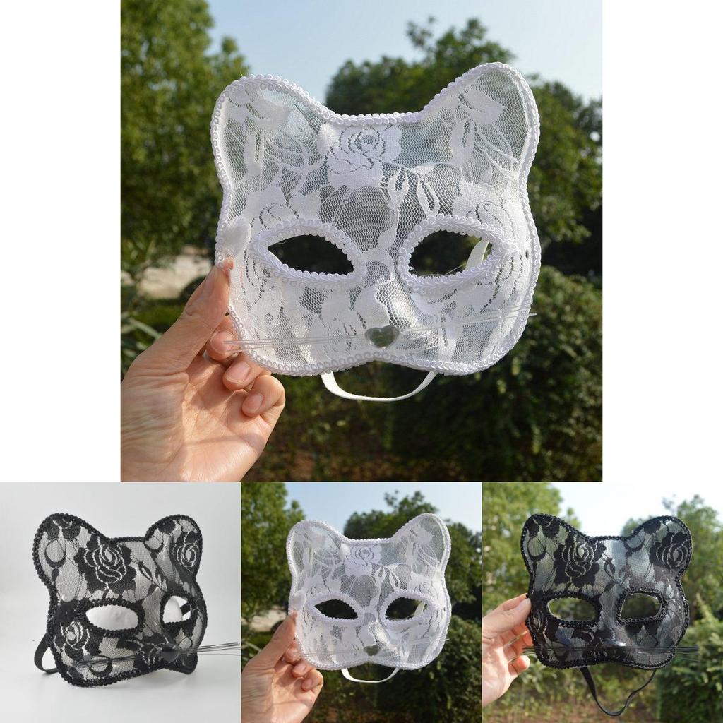 Pvc Lace Cat Face Mask For Halloween Cosplay And Stage Performances
