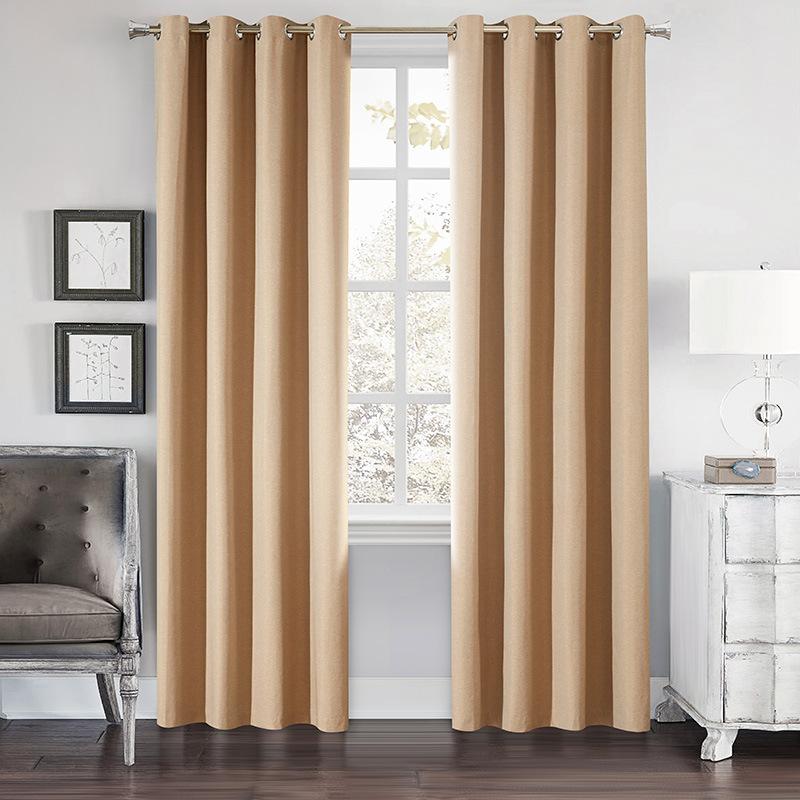 Curtains Full Blackout Plain Perforated Vertical Curtains, Bedroom Living Room Sound Insulation Finished Curtain Fabric