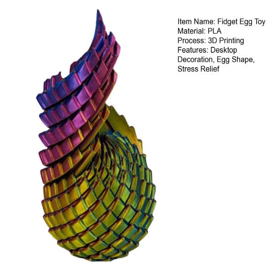 3D Printed Twisting Egg Toy Stress Relief Spiral Egg Toy Articulated Rotating Egg Fidget Spinner Desk Toy Easter Basket Stuffers Party Favors