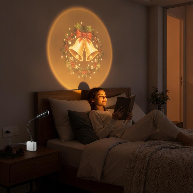 Adjustable USB Christmas Projector Light 10 HD Patterns LED Night Light for Xmas Tree Party Indoor Decor