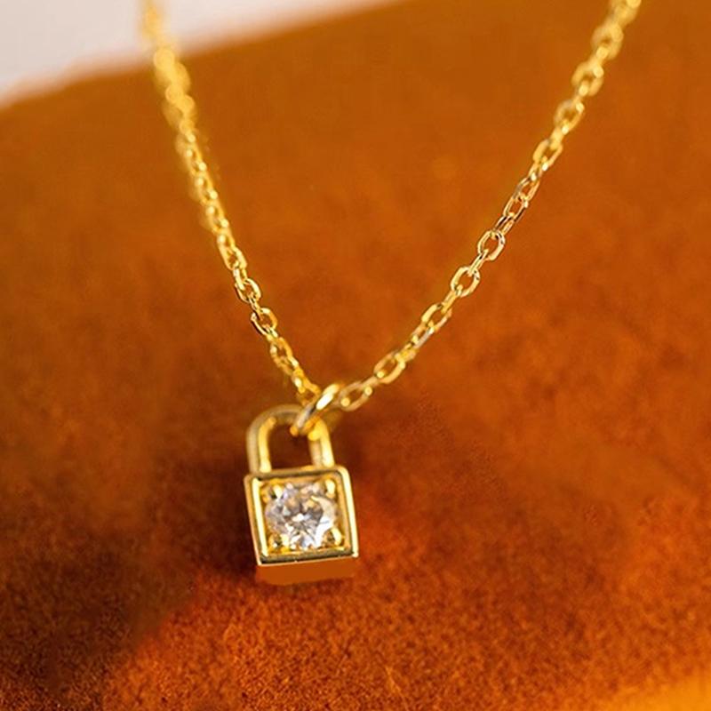 

Ожерелье с подвеской Huitan Gold Color Lock для женщин, простые, стильные, элегантные аксессуары, минимализм, темперамент, украшения для вечеринок 45cm