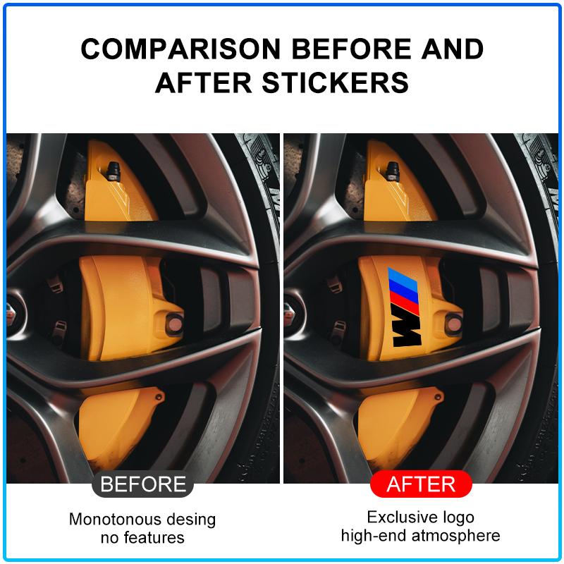 6pcs/Set Sport Car Brake Caliper 3D Sticker Auto Wheel Hub Stickers For BMW E34 E46 E39 E38 E90 E60 E36 F30 F30 F10 E92 E38 E91 G30 G38 M3 M5