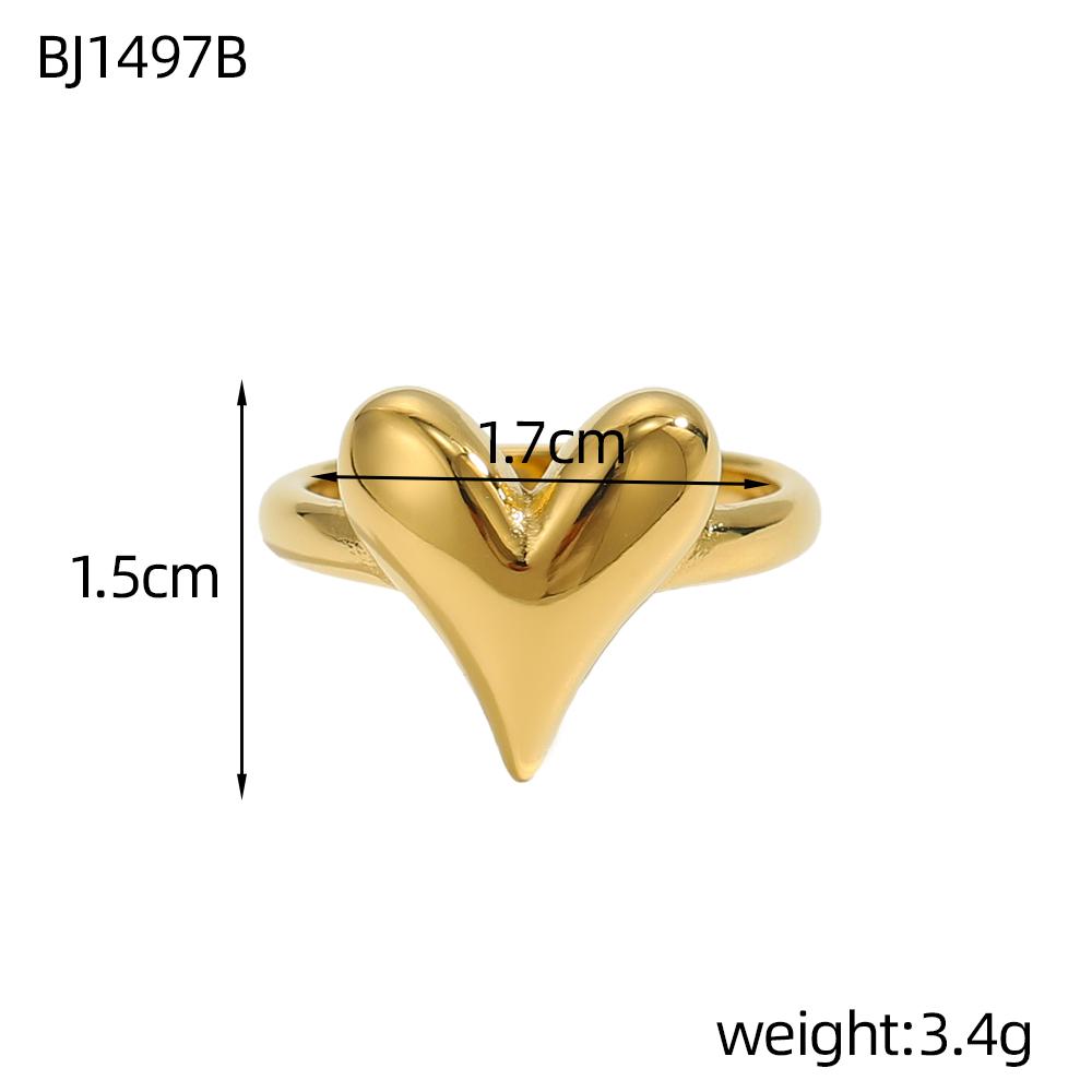 CARLIDANA New Chunky Rings Waterproof Non Tarnish Chunky Heart Stainless Steel Big Gold Plated Open Geometric Rings for Women