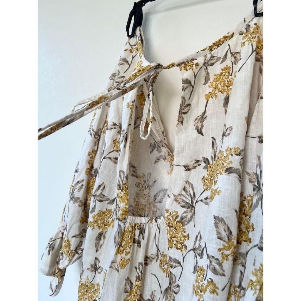 SLOBE IENA Lilas Print Tunic Blouse Cotton Linen Floral Pattern Free Size