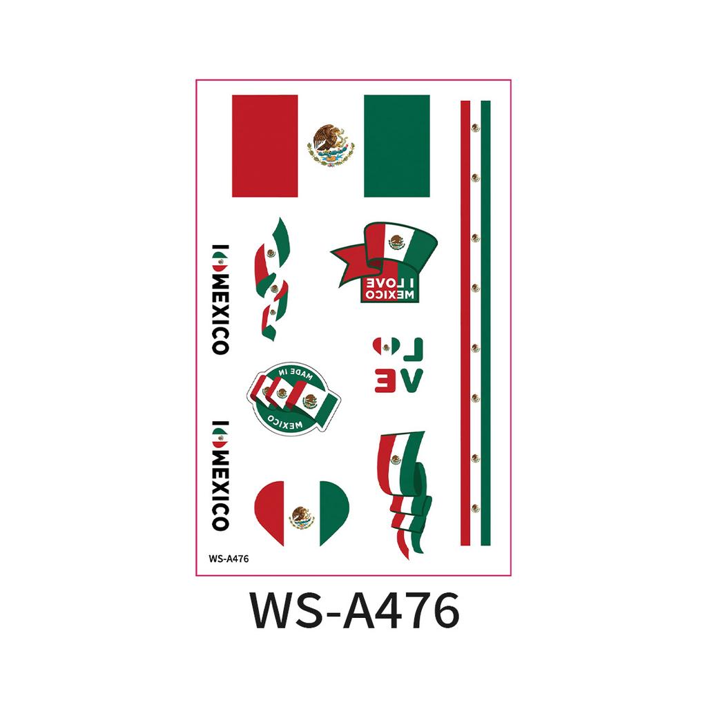 World Cup Argentina Belgium Fans Flag Face Sticker Waterproof Competition Game Tattoo Sticker