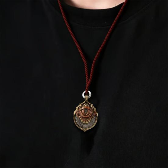 Tarot Vision Pendant All-Seeing Eye Necklace Charm Mystic Divination Jewelry Tarot Card Symbol Pendant with Smooth Rotation for Fate Insights