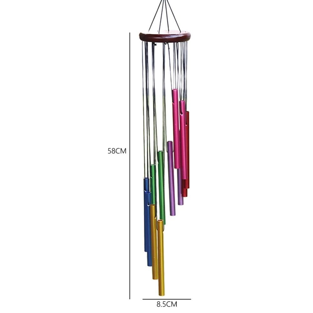Colorful Outdoor Wind Chimes Hollow Metal Tubes 12 Tubes Aluminum Tube Wind Chime With Hook Hanging Wind Chimes