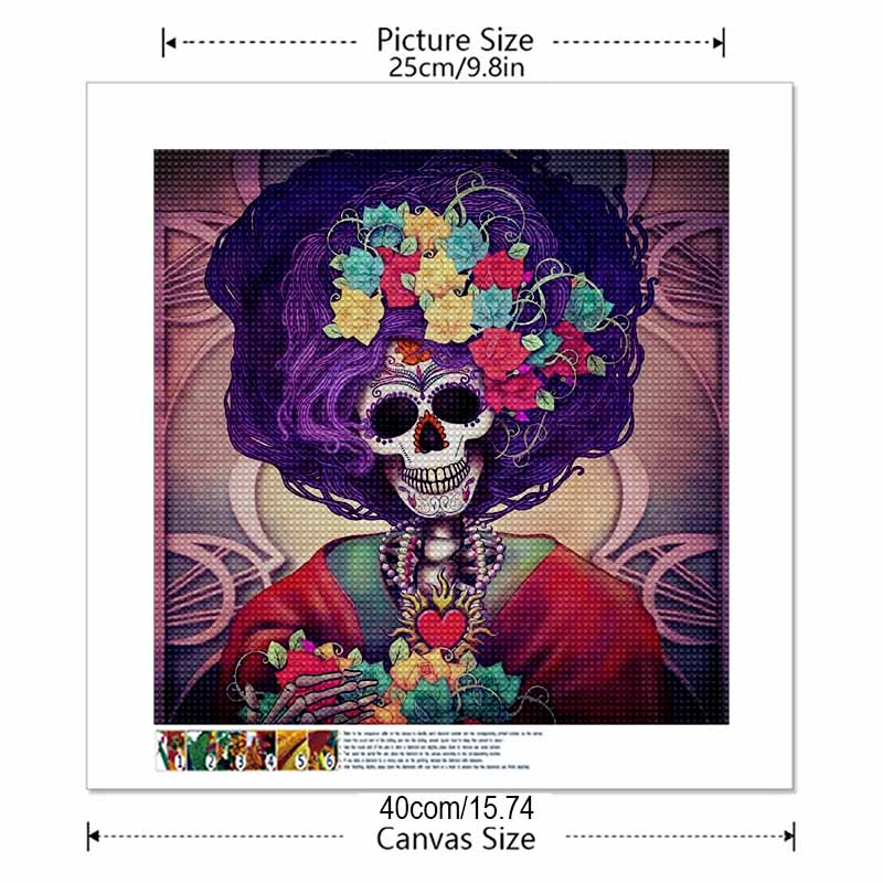 New Arrival 5D DIY Full Circle Diamond Painting "Skeleton Woman" Embroidery Cross Stitch Home Decor Gift