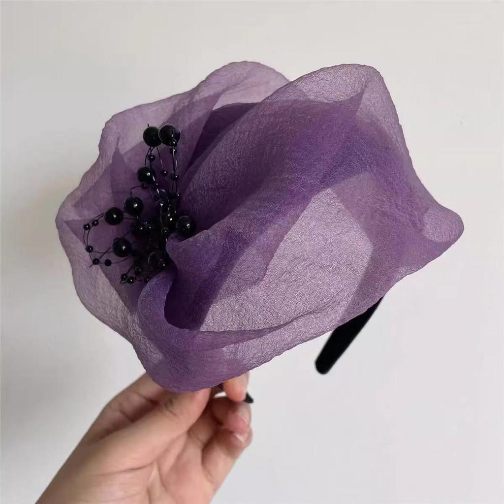 Chic High Crown White Hair Half Cap Headband - Versatile French Fashion Evening Hair Clip