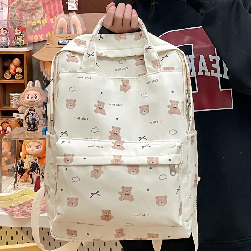 Bow Simple Butterfly And Cartoon Bear Pattern Student Backpack Teens For