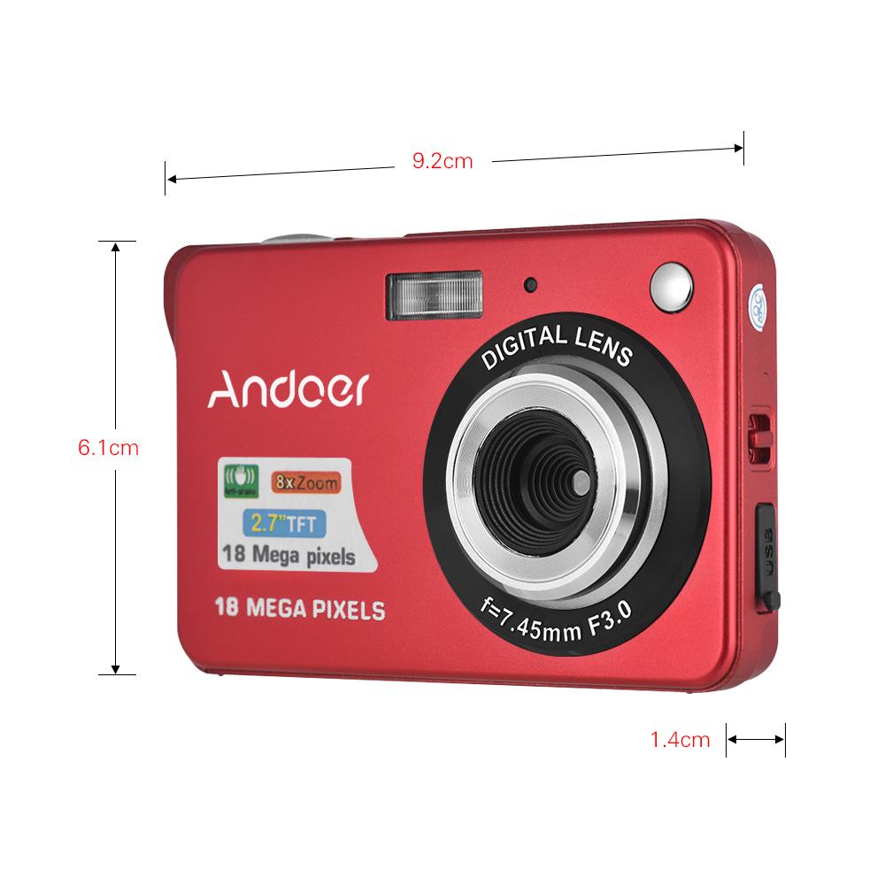 Andoer 18M 720P HD digitální kamera Videokamera s 2ks dobíjecími bateriemi 8x digitální zoom