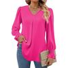V-neck Pullover Chiffon Shirts Flared Long-sleeved Women's Blouses & Shirts