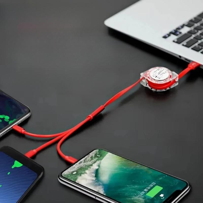 1pcs One To Three Expandable Data Cable Portable and Practical with High Aesthetic Value Car Three in One Charging Cable