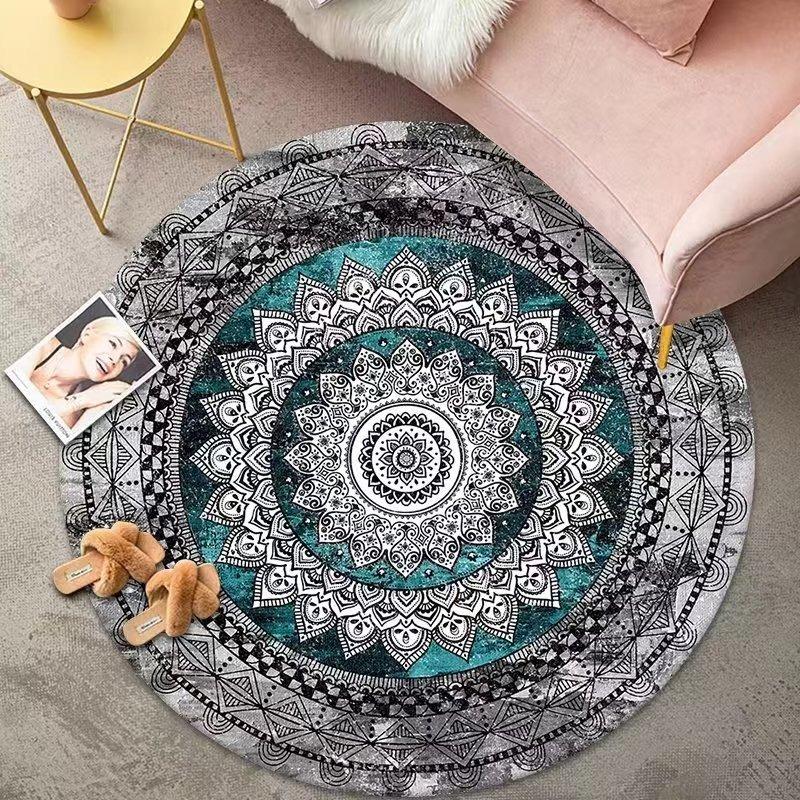 Retro Round Rug Ethnic Pattern Circle Carpet for Living Room Floor Mat Chair Coffee Table Bedside Decor So Beautiful and Classic