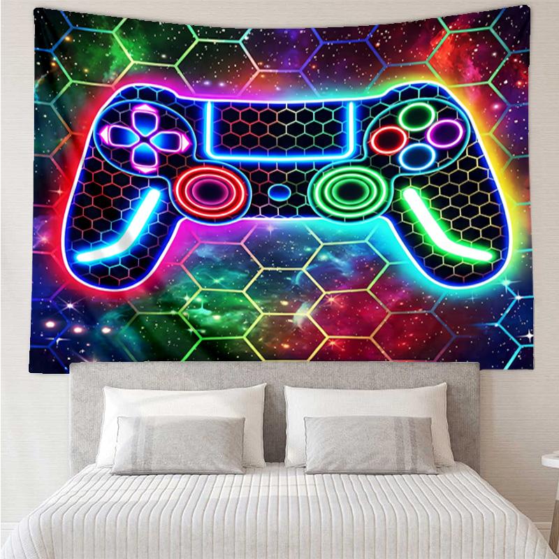 1PC Neon Gaming Controller K-pop music group Tapestry Accessories for Bedroom,Livingroom, dormitory Room Wall Decor Fan Birthday Gifts